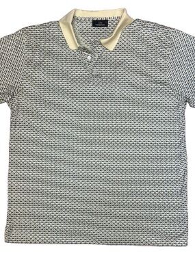 Jim Thompson Men's Blue Elephant Patterned Polo with Cream Contrast Collar